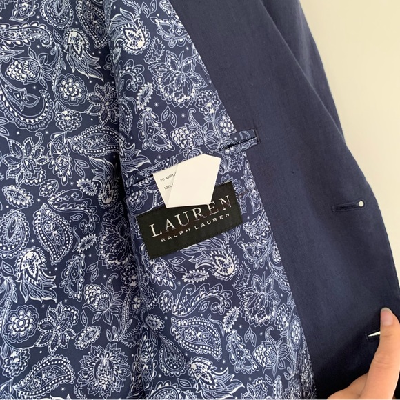 Ralph Lauren Blazer 100% Linen Navy Blue Jacket Summer Sports Coat Size 40 S - Picture 5 of 7